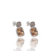 Oval stud earrings with colored stones