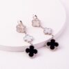 Colored Pearl Inlaid Four-Pointed Flower Earrings