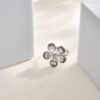 Elegant 5 Petal Flower Ring with Delicate Gemstone Accents