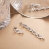 Rectangular Chain Link Earrings with Gemstone Embellishments