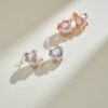 Silver earrings with freshwater pearls with zircon stones